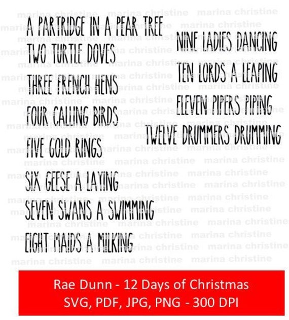 Download Rae Dunn Inspired 12 Days Of Christmas Cricut Silhouette Etsy