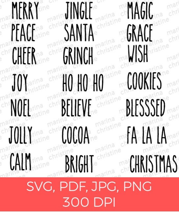 Download Rae Dunn Inspired 21 Christmas Words Cricut Silhouette | Etsy
