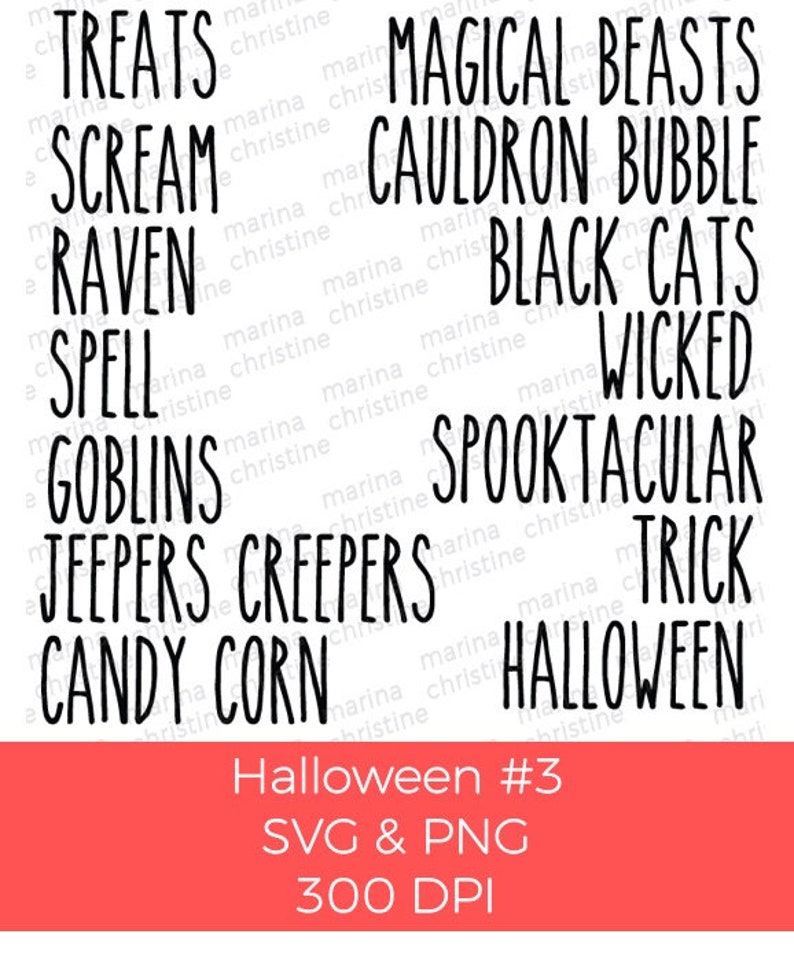 Download Rae Dunn Inspired 46 Halloween Words Cricut Silhouette | Etsy