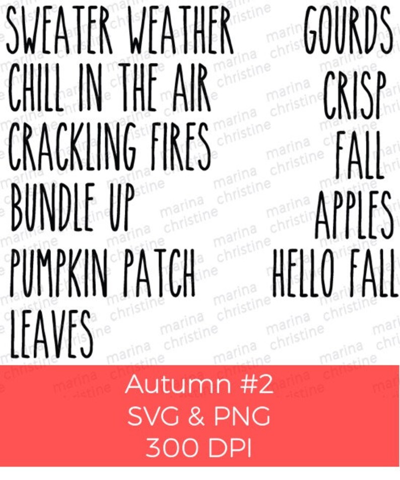 Download Rae Dunn Inspired 23 Heat Transfer Svg Png Digital Download Cricut Silhouette Vinyl Autumn Fall Words Printing Printmaking Craft Supplies Tools
