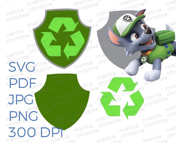 Main 8 Pfote PATROL Abzeichen: Skye Ryder Everest Chase Marshall felsigen Trümmern Kostüme - Cricut, Silhouette - Svg, Png, Jpg, Pdf, Digital Download