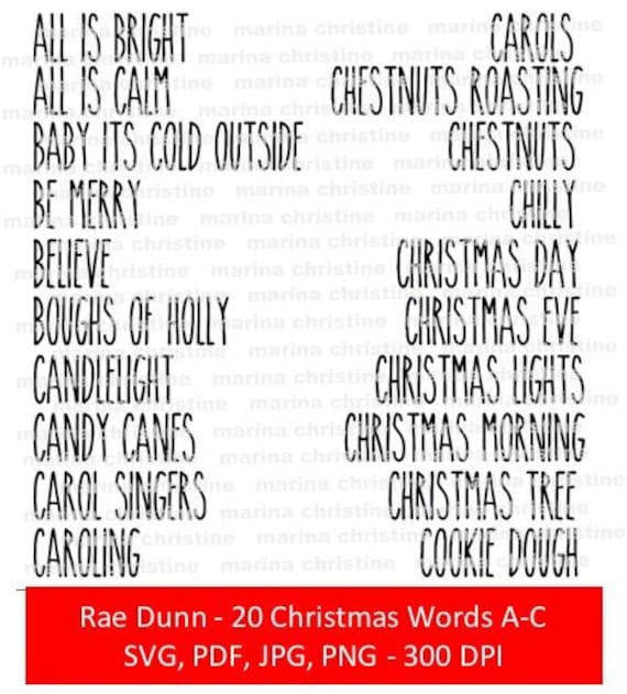 Download Free Rae Dunn Inspired 20 Christmas Words A C Cricut Etsy SVG DXF Cut File