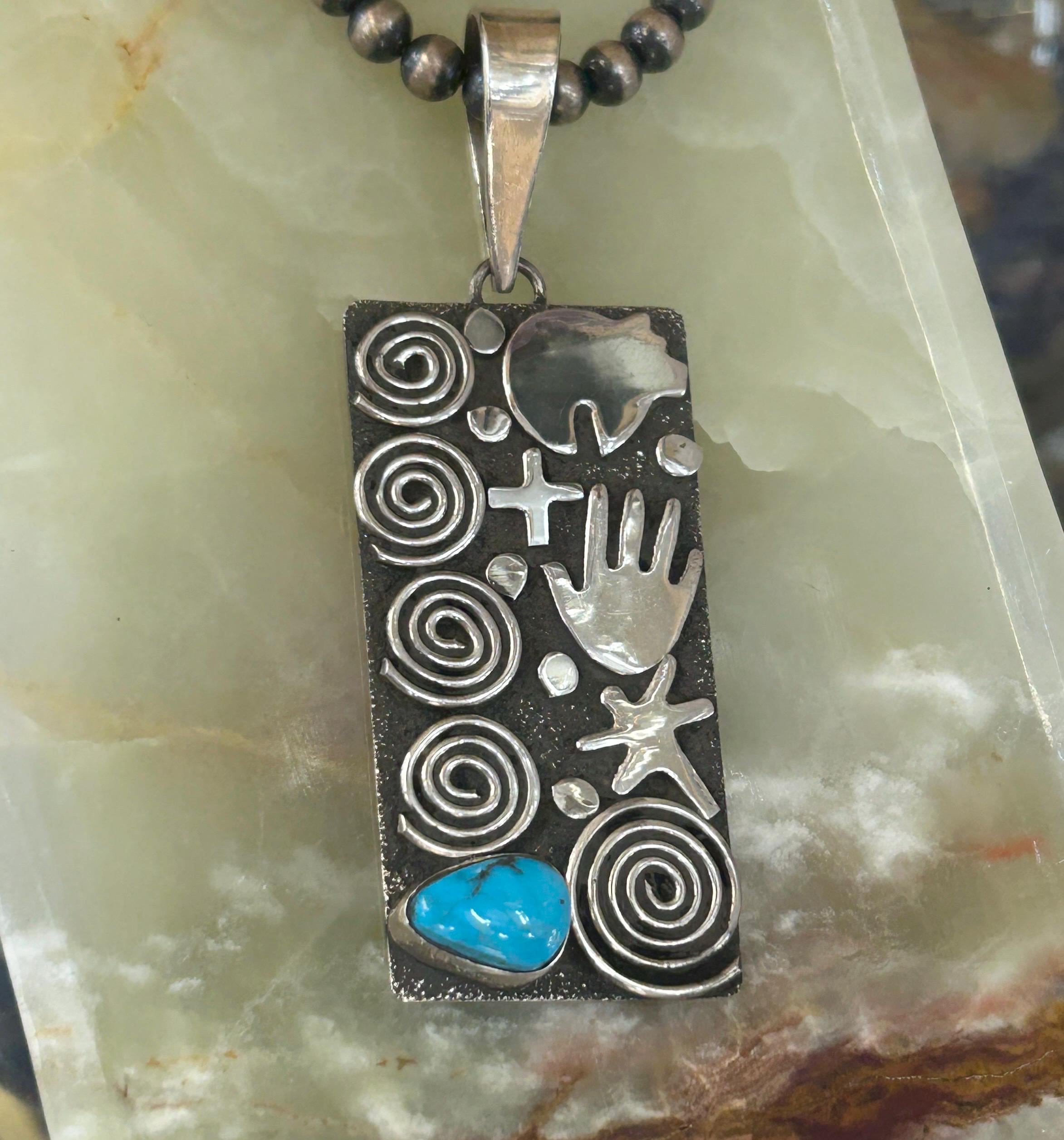 Alex Sanchez Sterling Silver Symbolic Navajo Petroglyph Bear