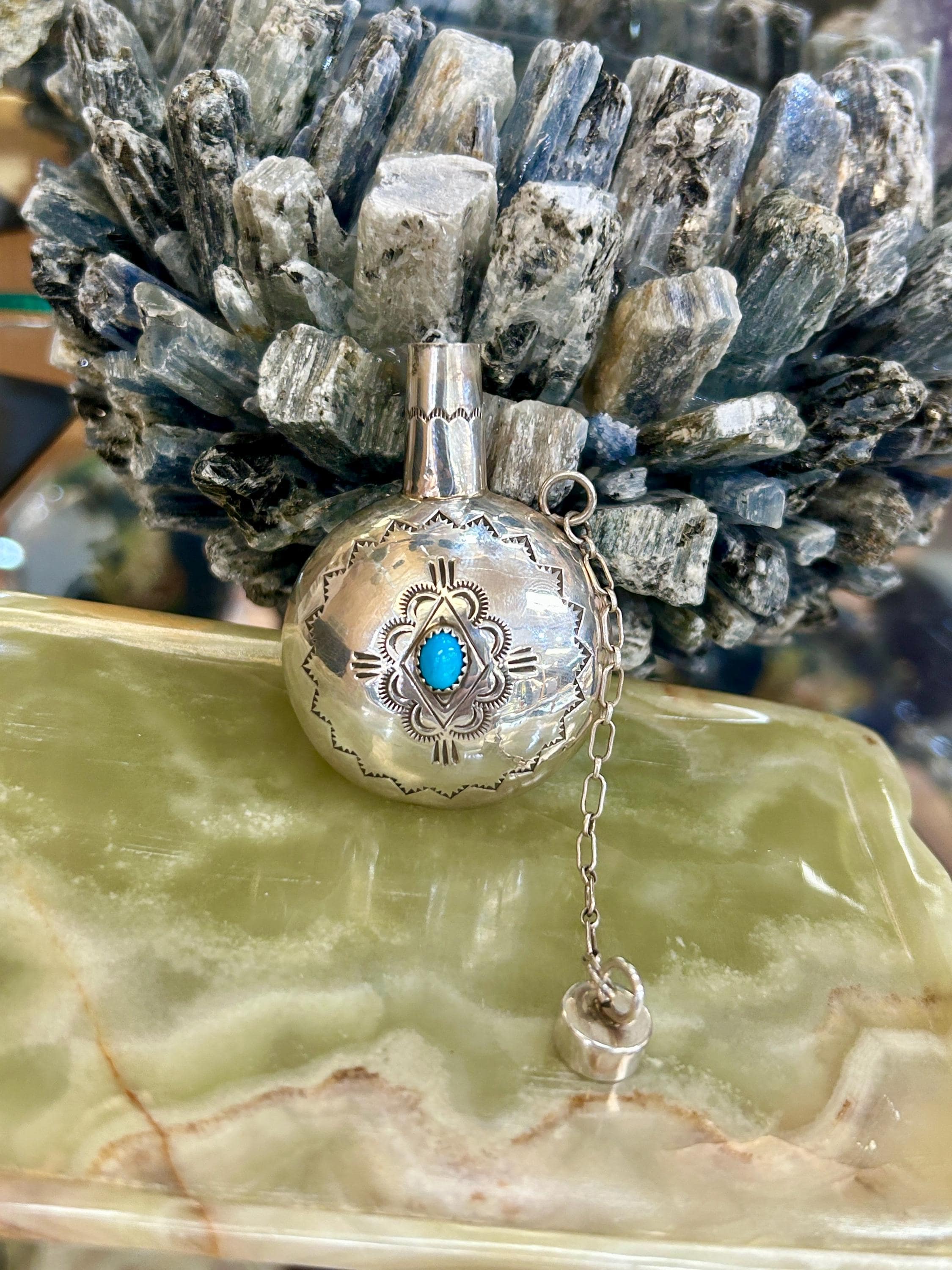 Navajo Handmade Sterling Silver Turquoise Bottle/perfume/holy Oil