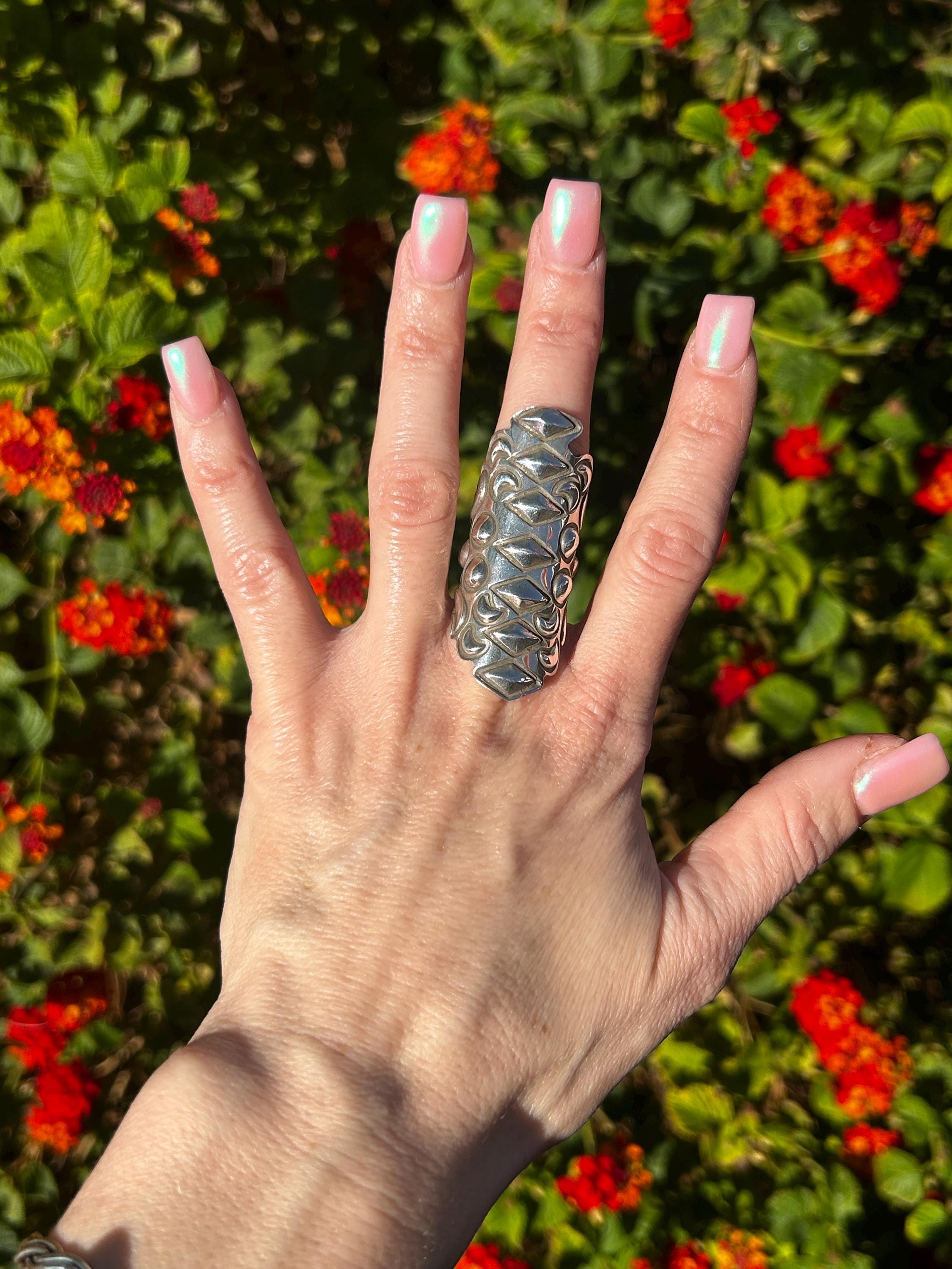 Alex Sanchez Sterling Silver Long Symbolic Navajo Handmade Ring - Etsy