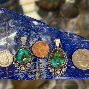Sonoran Gold Turquoise Sterling Silver Navajo Handmade Pendants with Sterling silver chains