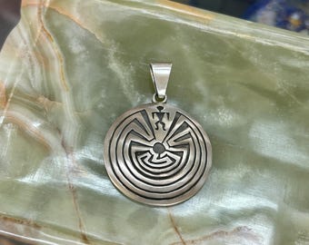 Man In the Maze Sterling Silver Navajo Handmade Pendant