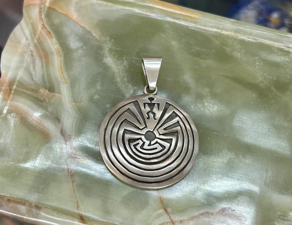 Man in the Maze Sterling Silver Navajo Handmade Pendant - Etsy Israel