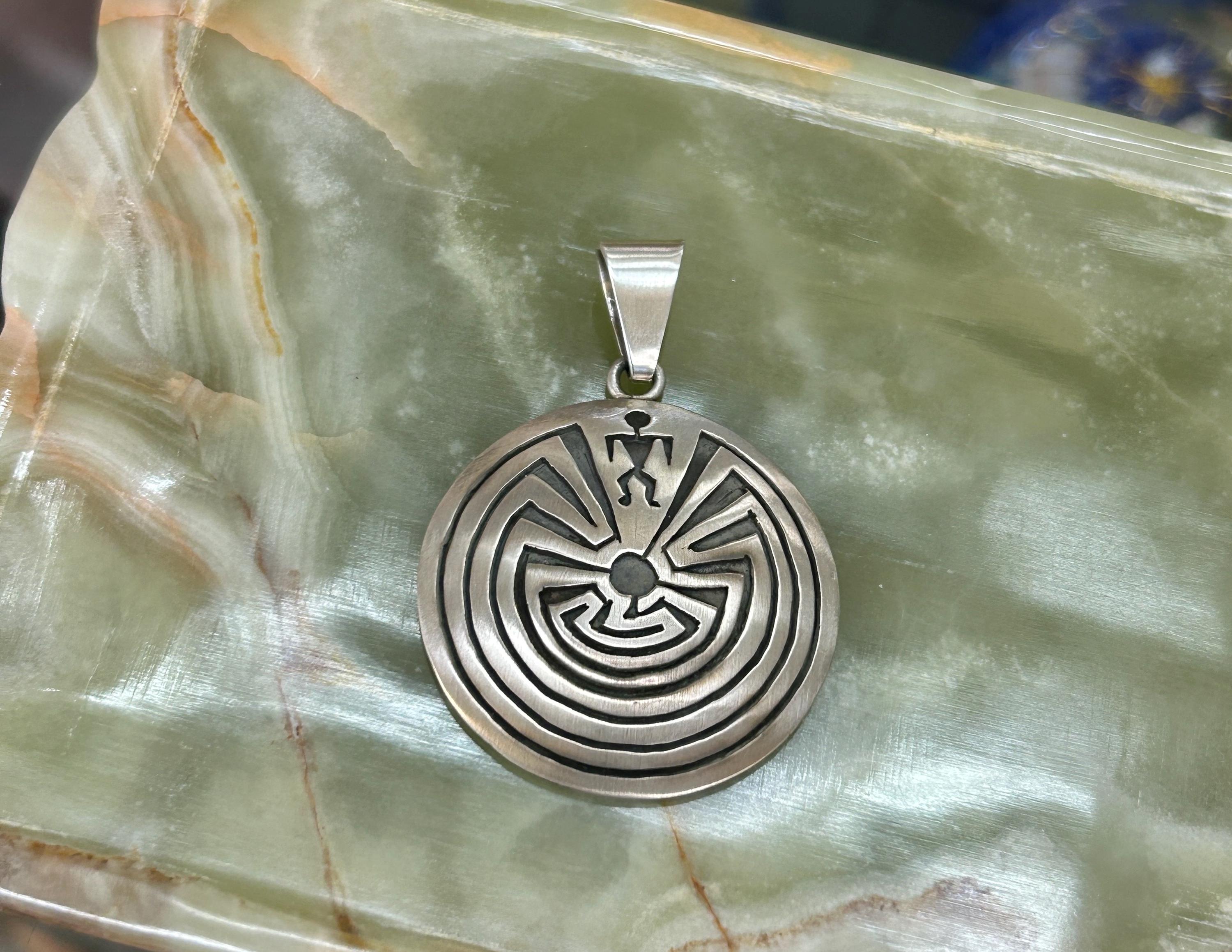 Man in the Maze Sterling Silver Navajo Handmade Pendant - Etsy Israel