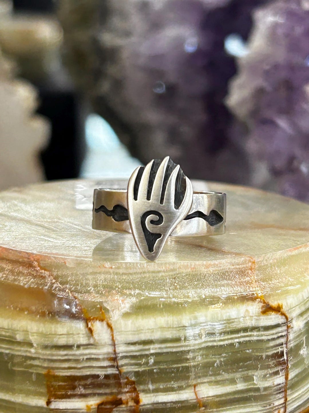 ホピ族の手作り水と蛇のシンボル スターリングシルバー ユニセックス