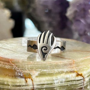 Hopi Handmade Water and Snake Symbol Sterling Silver Unisex Ring