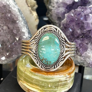Large Stone Colorado Mine Turquoise Sterling Silver Navajo Handmade Unisex Cuff Bracelet
