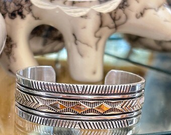 14Kゴールド ナバホ族 ハンドメイド スターリングシルバー 刻印入り