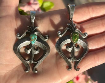 Tufa Cast Sterling Silver Naja Pendant by Aaron Anderson, Navajo
