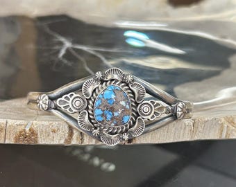 Golden Hills Turquoise Sterling Silver Navajo Cuff Bracelet