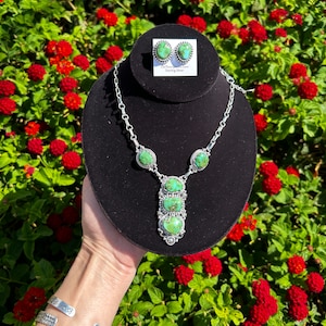 Sonoran Gold Turquoise Sterling Silver Necklace and Earrings Set/Turquoise Sets