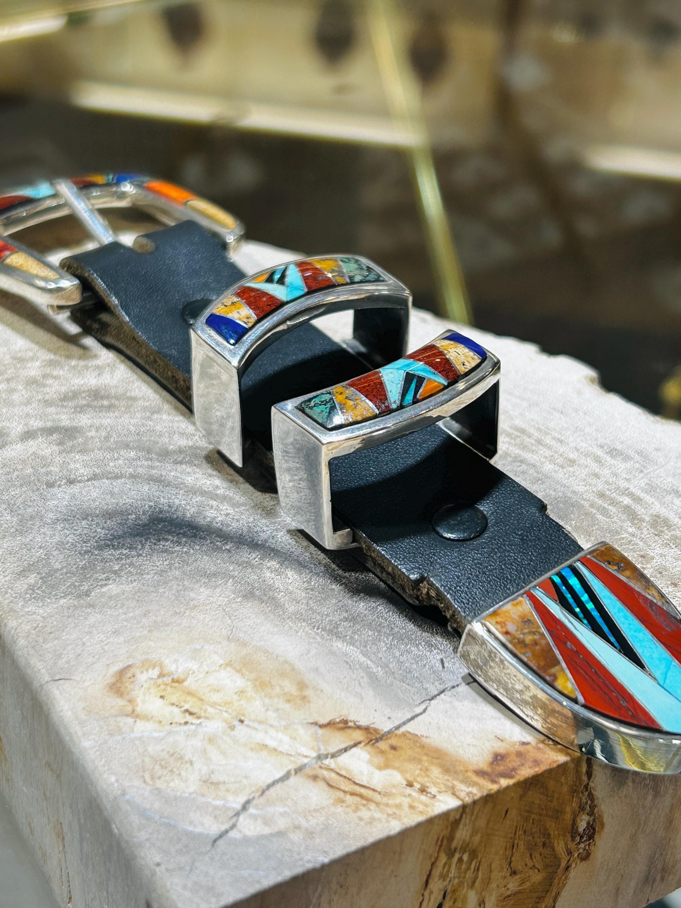 Artisan Made African Turquoise Jasper Inlay Metal Belt Buckle B.G. Mudd 1 main image 2