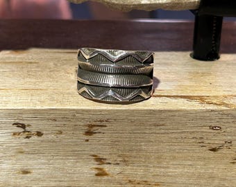 Navajo Darrell Cadman Sterling Silver Men's Ring - Size 11-1/4