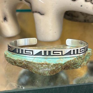 Hopi Handmade Sterling Silver Symbolic Cuff Bracelet