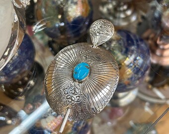 Navajo Kingman Turquoise Hair Pin Accessory 1/2 Moon  display picture 2