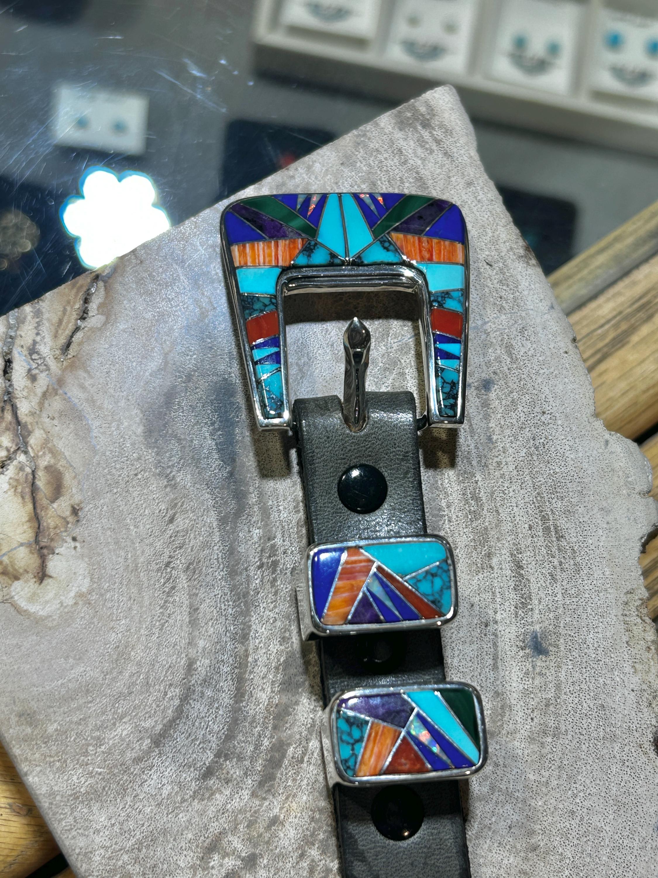 Navajo Handmade Multistone Inlay Sterling Silver Mens/womens  display picture 2