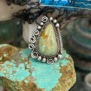 Navajo Handmade Sterling Silber Hellgrün Utah Mined Türkis Ring