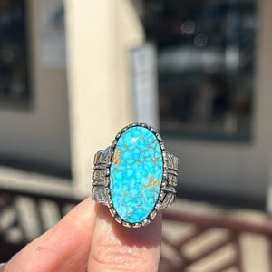 Birdseye Spiderweb Turquoise Sterling Silver Navajo Handmade Men’s/Womens Ring