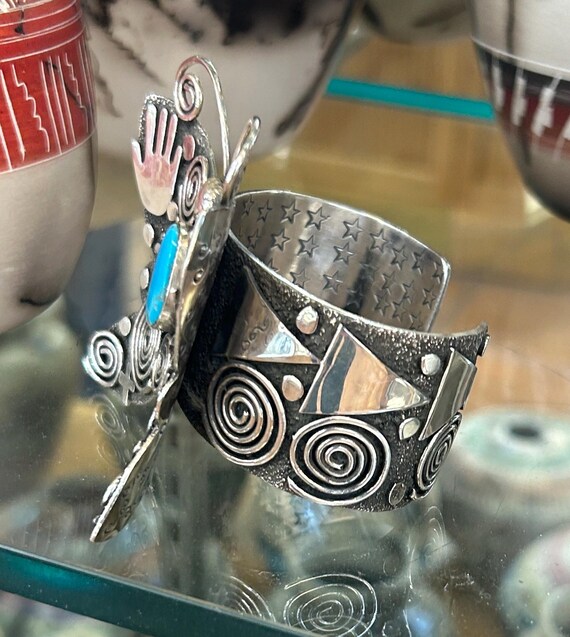 Alex Sanchez Symbolic Sterling Silver Butterfly Turquoise Navajo
