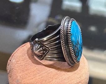 Spiderweb Turquoise Men's Thick Navajo Handmade Ring - Etsy