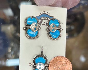 Effie Zuni Snake Turquoise Sterling Silver Pendant and Earrings Sold Separately