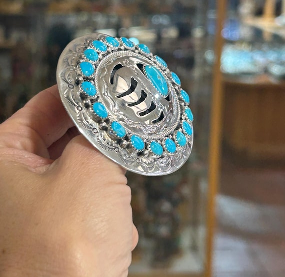 ターコイズベアクロースターリングシルバーナバホハンドメイドメンズ