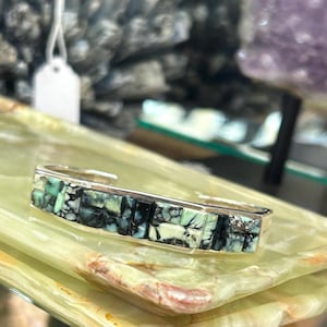 Spiderweb Pixie Turquoise Sterling Silver Navajo Handmade Men’s/Womens Cuff Bracelet