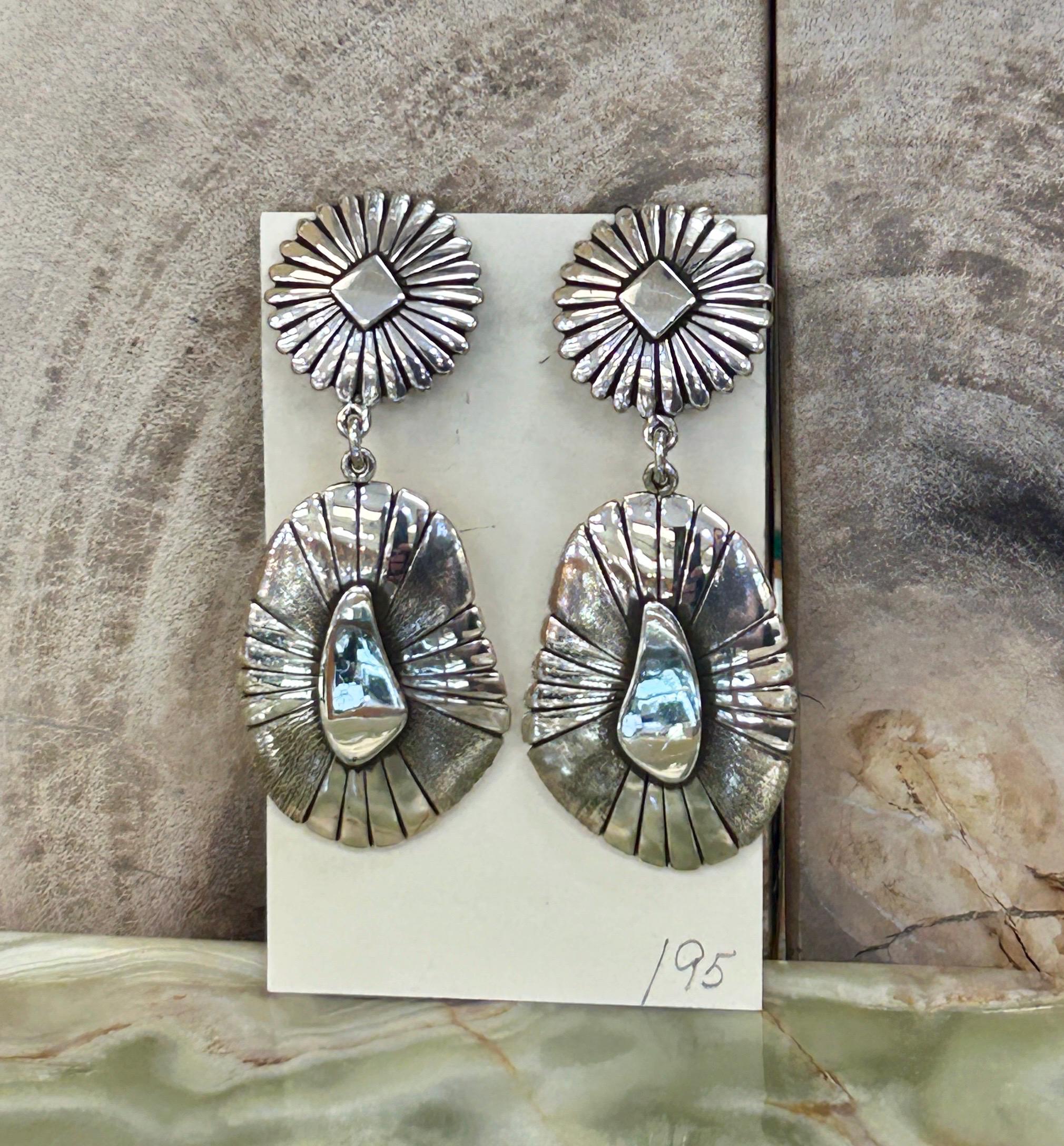 Thomas Jim Navajo Sterling Silver Big Dangle Drop Statement 
