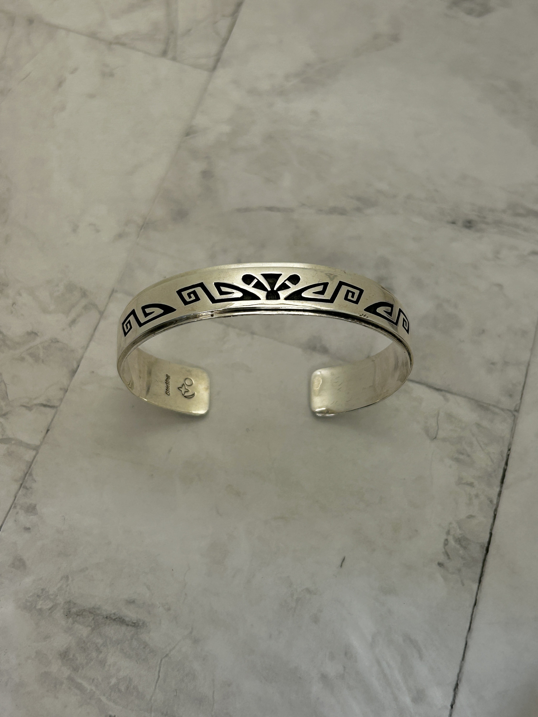 Hopi Handmade Sterling Silver Symbolic Mens/womens Cuff Bracelet 