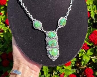 Yienate Set di gioielli da donna in argento turchese collana loto perle turchese orecchini bracciale regalo per donne