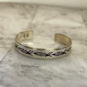 Hopi Handmade Sterling Silver Symbol Mens/Womens Cuff Bracelet