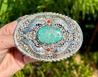 New Mexico Hachita Turquoise Mine Sterling Silver Heavy Hopi