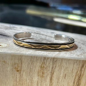 14K Gold Bruce Morgan Sterling Silver Navajo Cuff Bracelet - Etsy