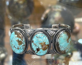 1970's Vintage Navajo Bezel Set Turquoise Cuff Bracelet - Etsy