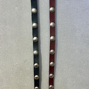 Hat Bands Genuine Leather Black and Brown Navajo Handcrafted Nickel Concho Hat Bands