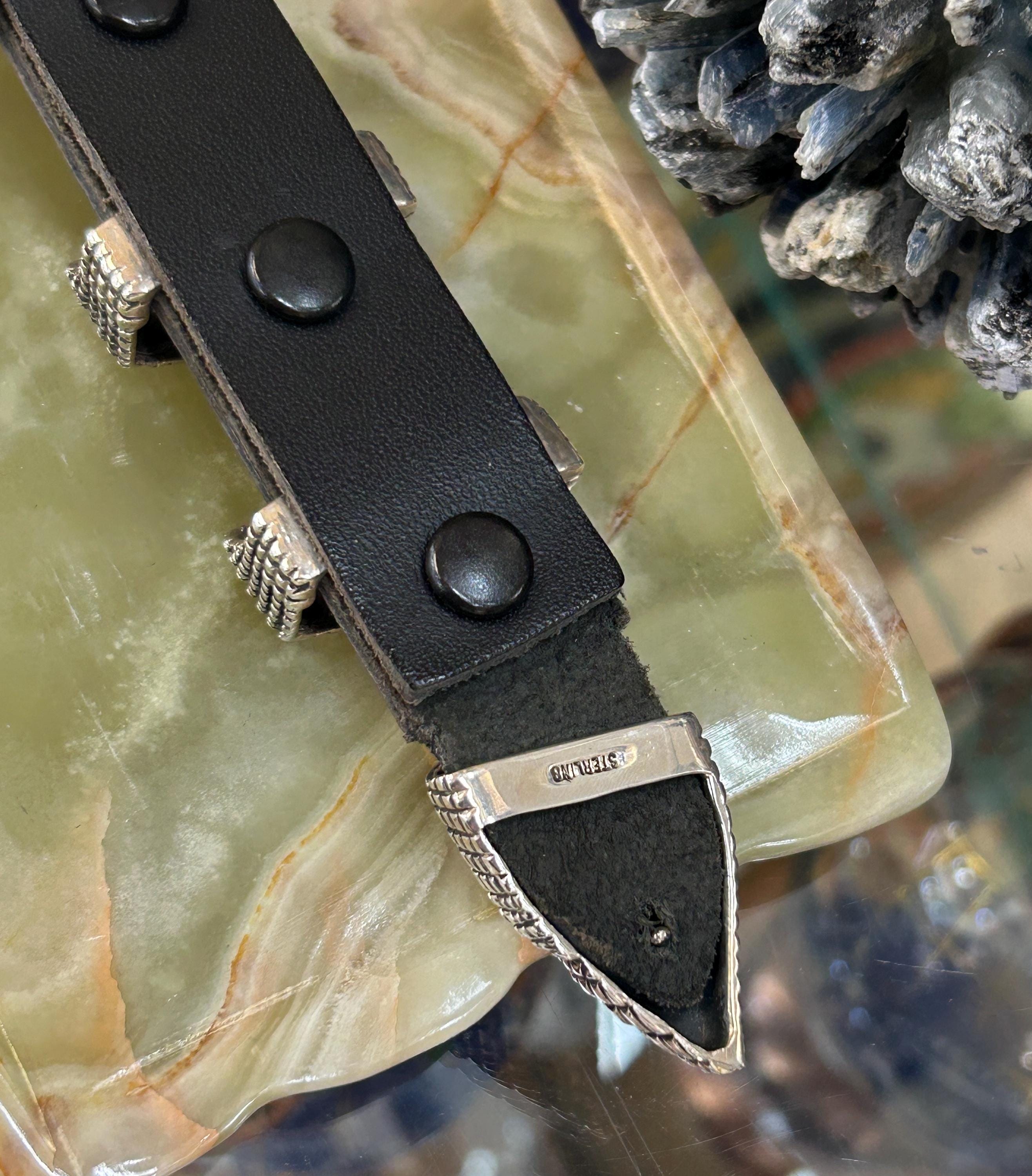 Sterling Silver Tigers Eye Gemstone LARGE heavy Buckle Alligator Buckle Belt Alligator Belt with 1 3/16 main image 2
