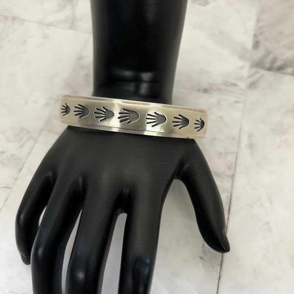 Hopi Handmade Hand Healing Symbloic Sterling Silver Mens/Womens Cuff Bracelet