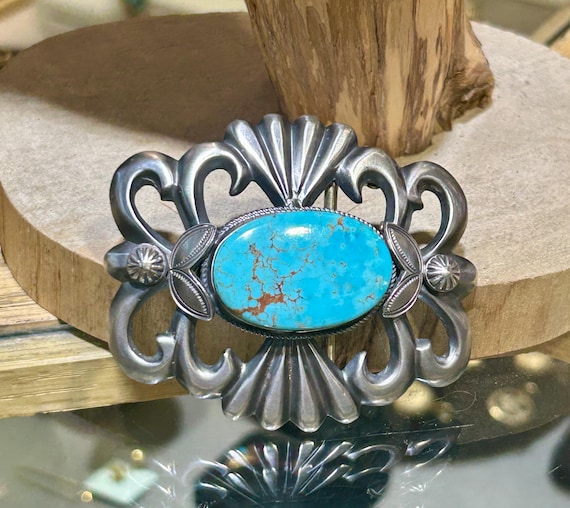Sandcast Sterling Silver Navajo Handmade Turquoise Mens 