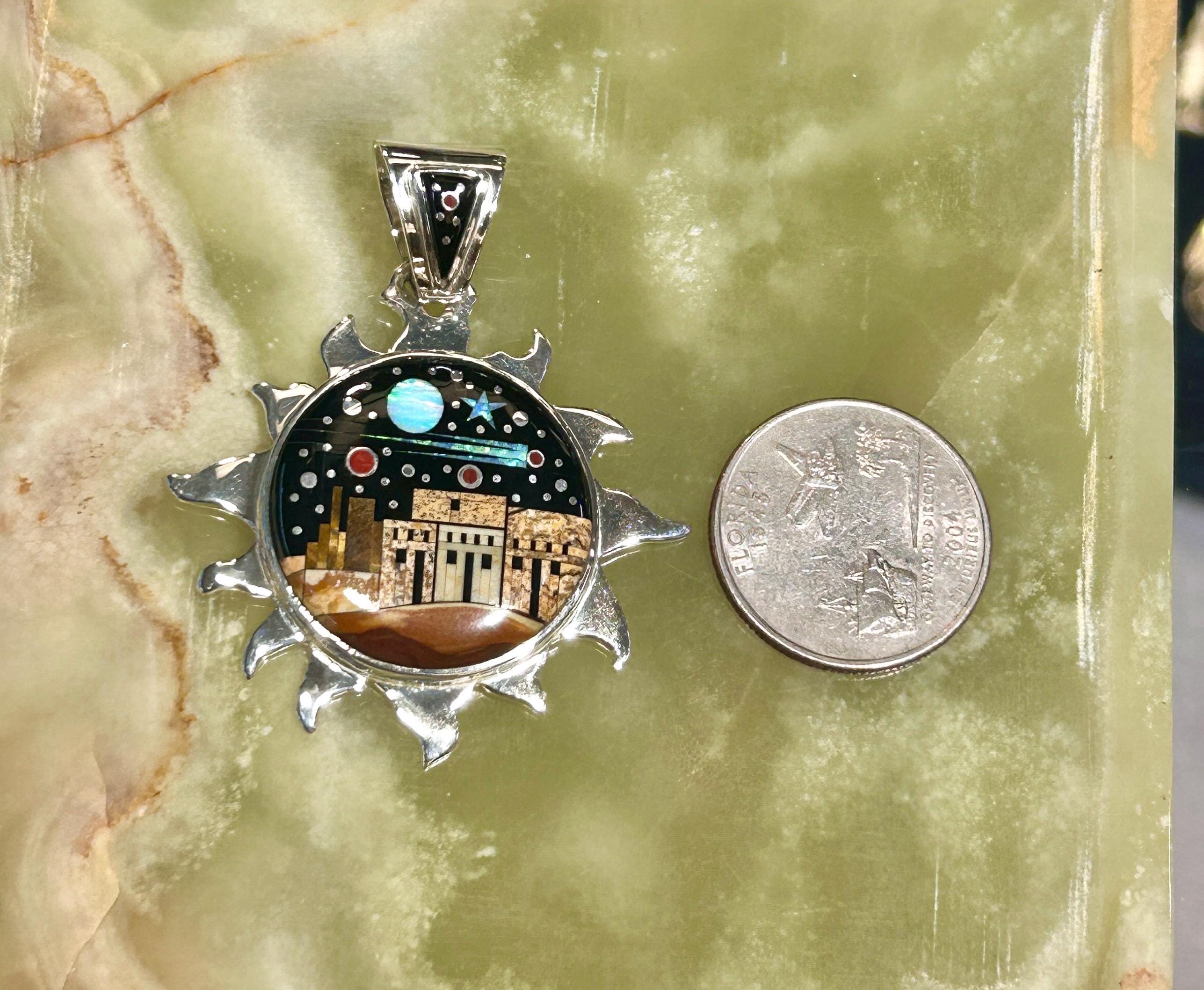 Phenomenal Multistone Inlay Night Sky Shooting Star Large Sun