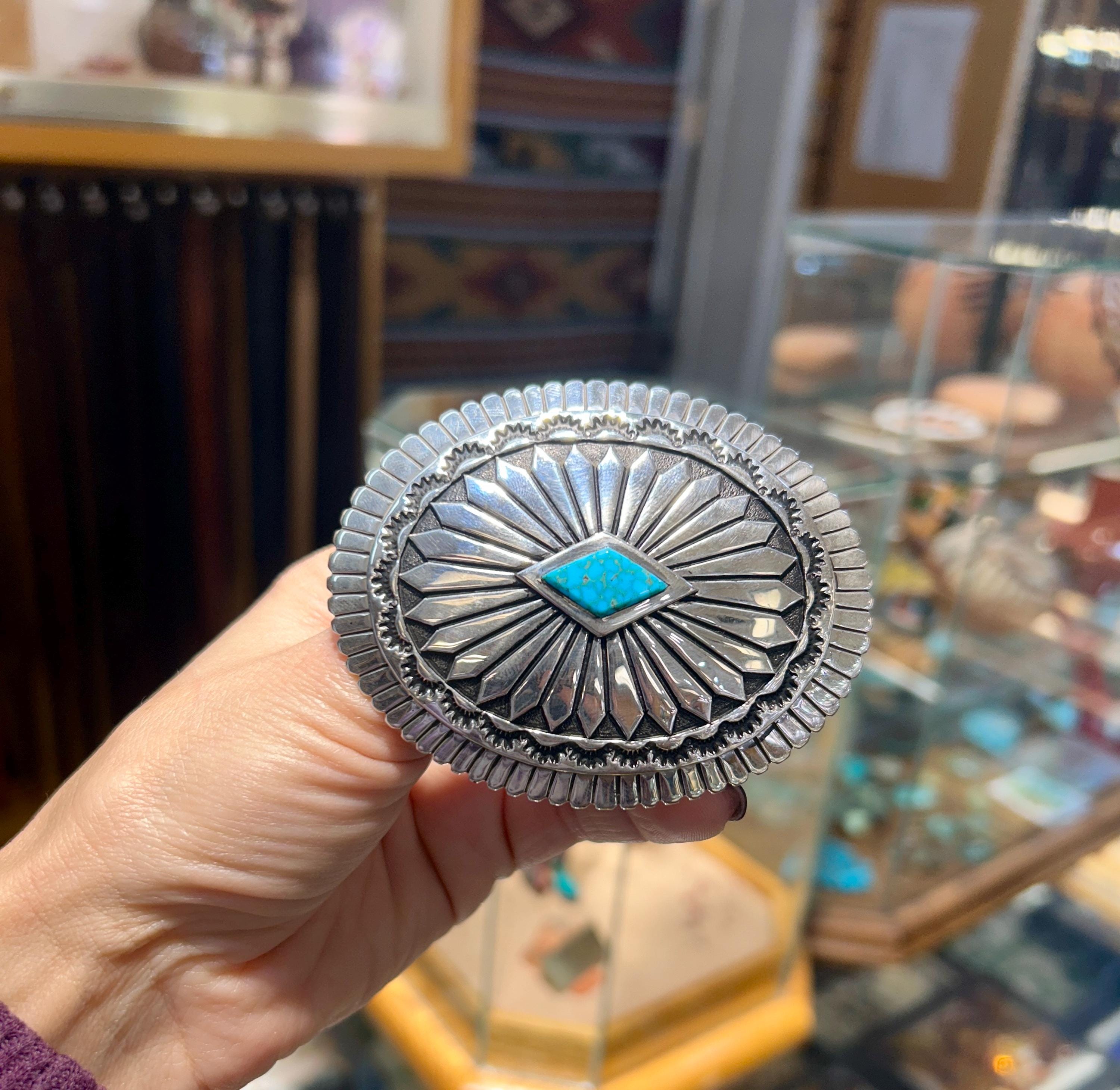 Kingman Spiderweb Turquoise Sterling Silver Mens/womens  display picture 2
