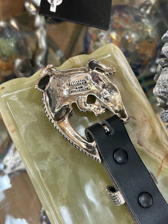 Handmade Heavy Sterling Silver Alligator Belt Buckle Ranger  display picture 1