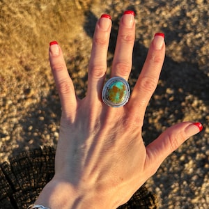 Navajo Handmade Sterling Silver Santa Rita Turquoise adjustable Ring