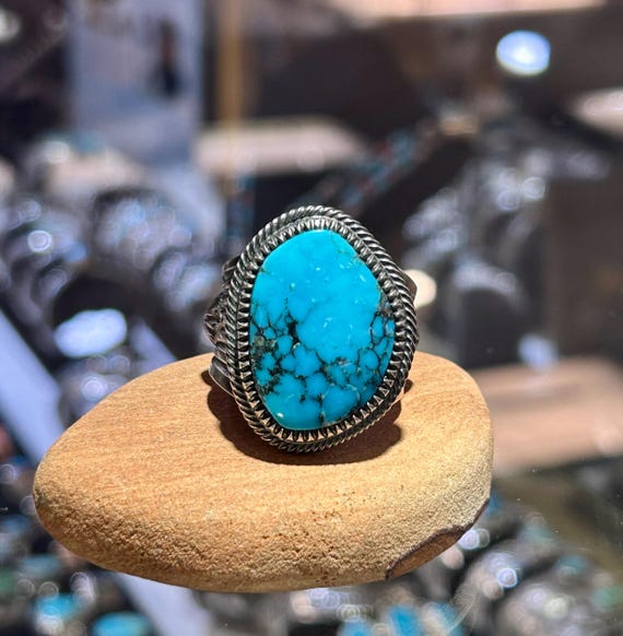 Spiderweb Turquoise Men's Thick Navajo Handmade Ring - Etsy