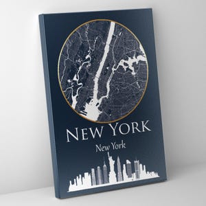 New York map Canvas Print - New York  Wall Art, New York  City canvas wall art, New York  map print, New York minimalist art