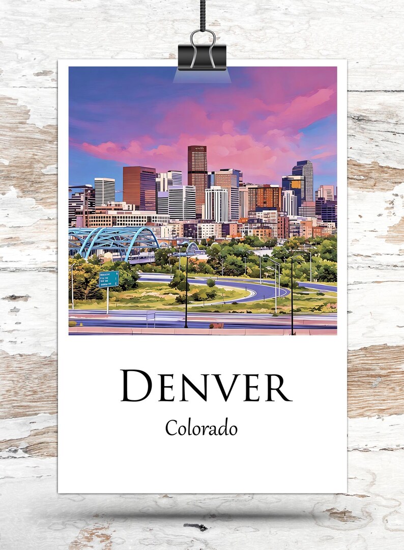Denver Wall Art Colorado Travel Art Canvas, Colorado Decor, City Print